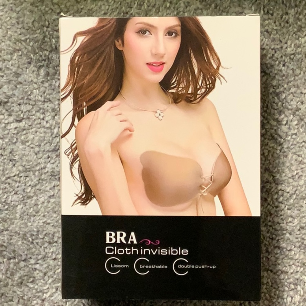 Black Curved Adhesive Bra, B Cup